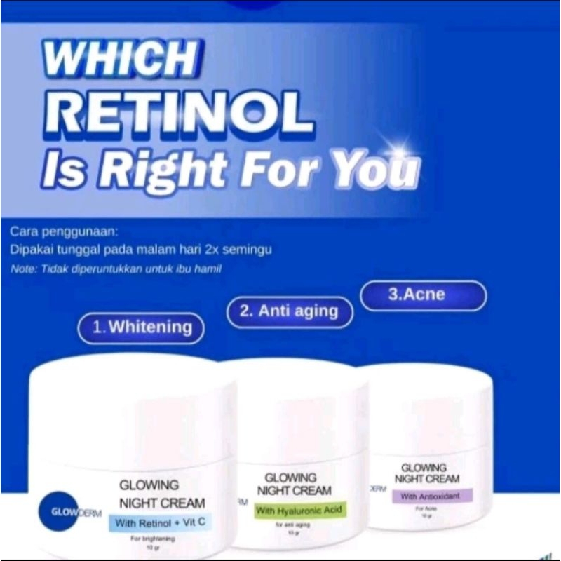 Retinol Glowing Whitening & Acne Night Cream By Glowderm