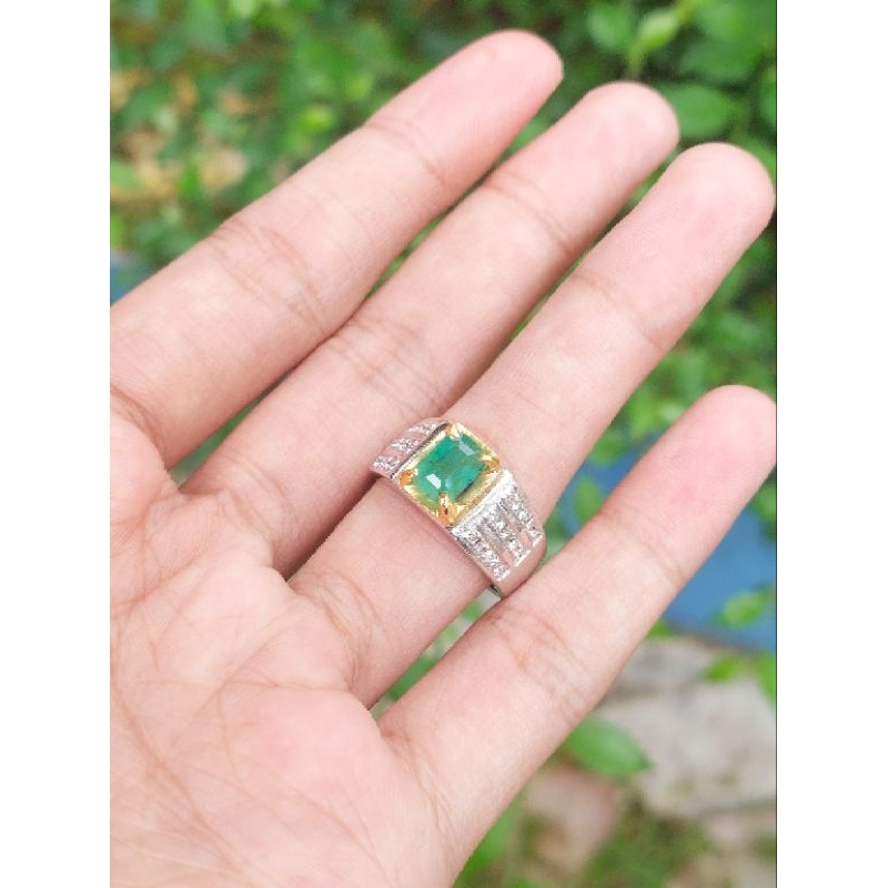 cincin perak natural zamrud berlian