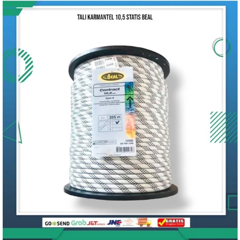 Tali Karmantel Statis  Contract 10,5mm × 200meter /Tali Karmantel Meteran /Tali Panjat Tebing Metera