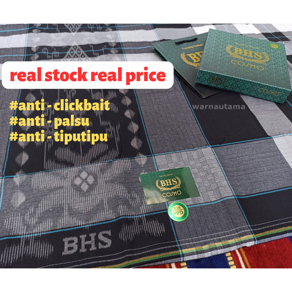 Sarung BHS Cosmo GOLD Original - Hitam Putih Kombinasi - PPD PPH PPN  - lengkap box + paperbag
