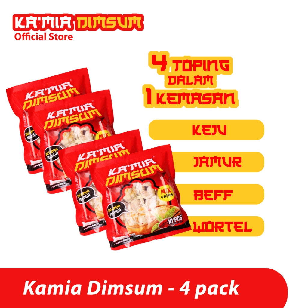 

DIMSUM KAMIA - Dimsum Ayam Frozen Halal dengan 4 rasa toping isi 4pack (10 pcs/pack)