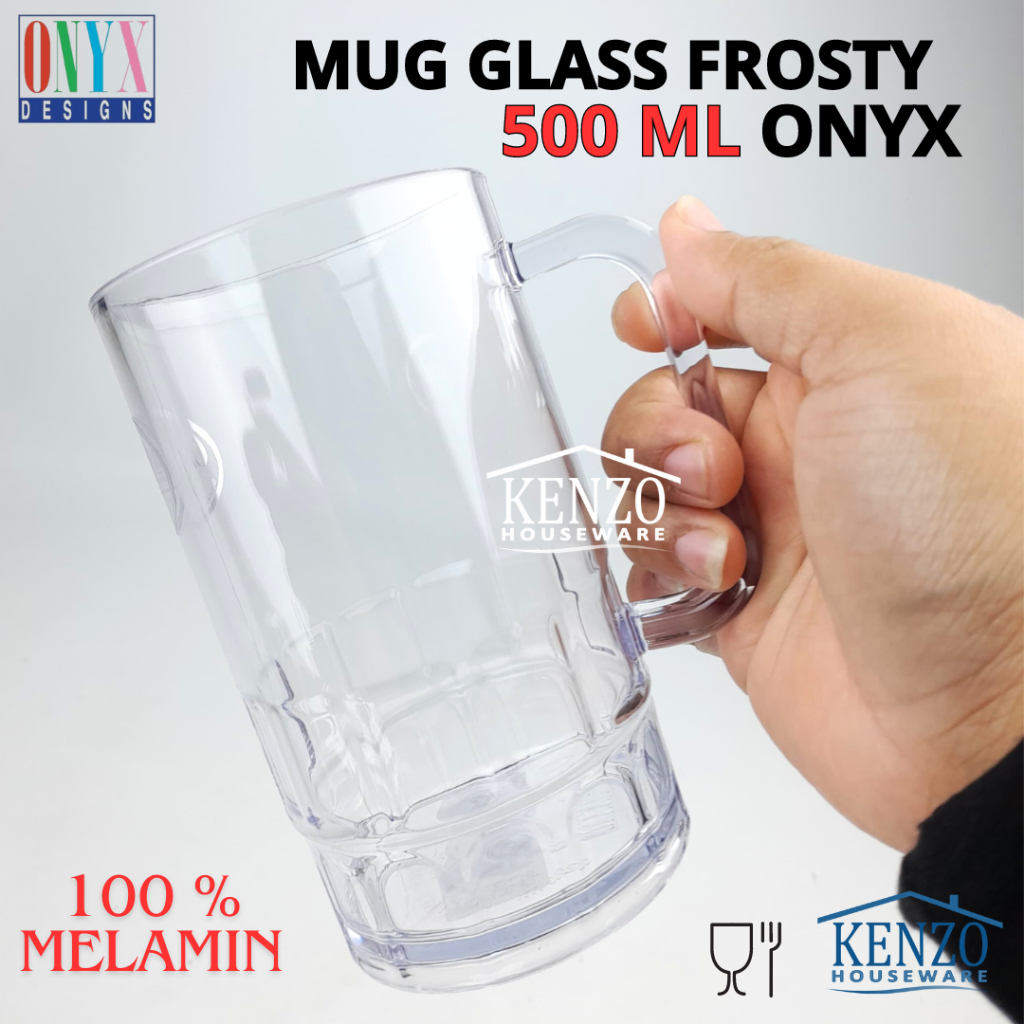 Gelas Melamin 500 ML Mug Minum Bening Gagang Warung Cafe Kafe ONYX