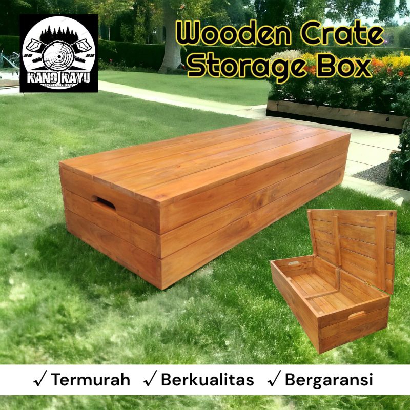wooden crate tutup box kayu penyimpanan multifungsi peti kayu keranjang kayu krat kayu home decor