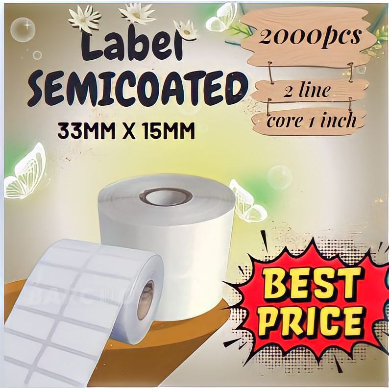 

LABEL BARCODE 33 MM X 15 MM // SEMICOATED // TT2C