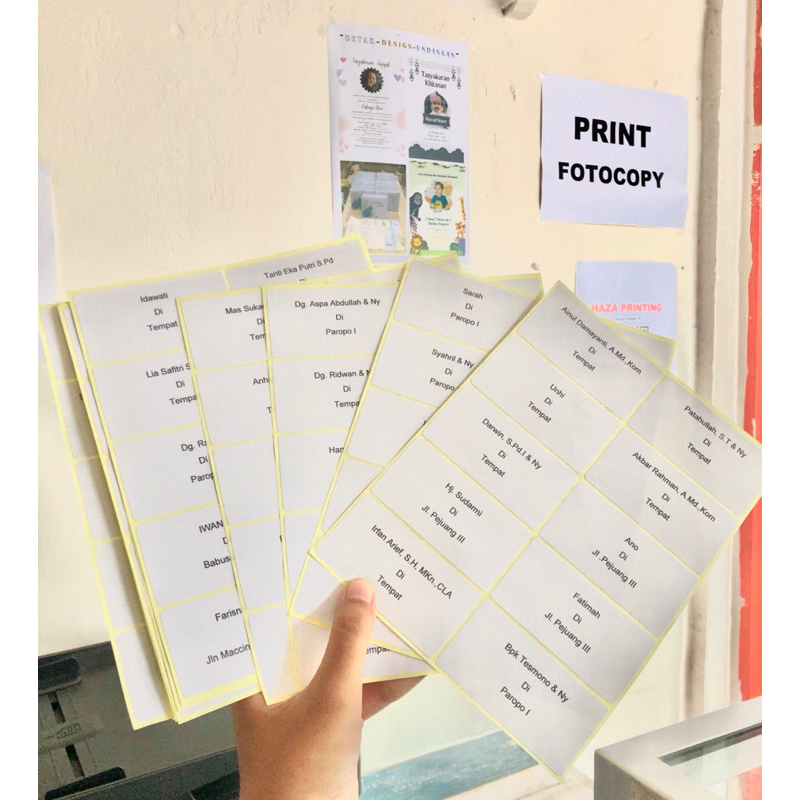 

(Haza Printing) Label undangan nikah / aqiqah / khitanan cepat murah berkualitas