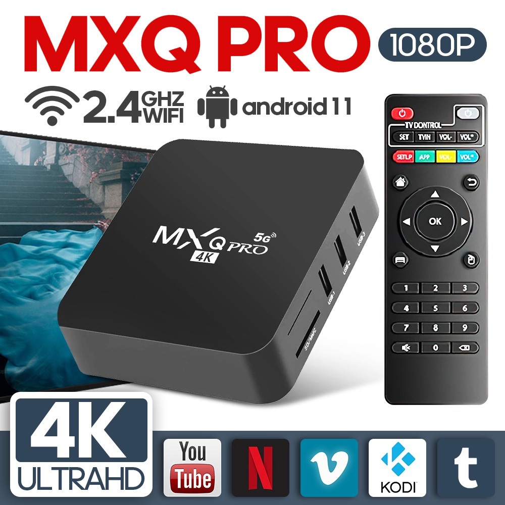 Android TV Box MXQ Pro 8G+128G Smart TV BOX 2.4G Wifi Smart Tv Box Unlock Tv Box Android Google Assistant Chromecast Netfli