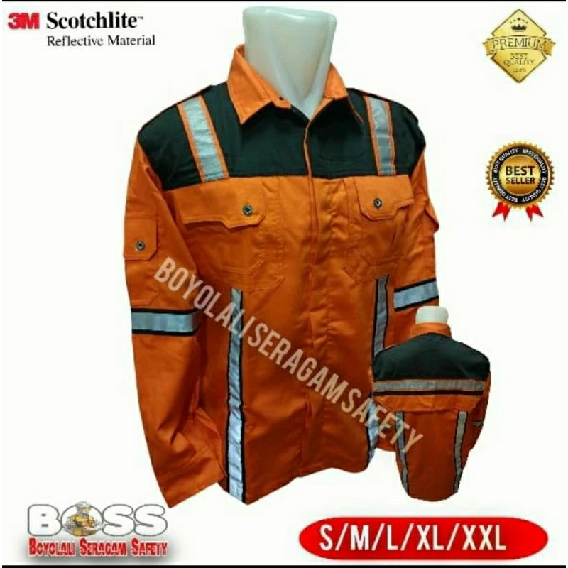 BAJU SAFETY ORANGE HITAM SCOTLITE 3M