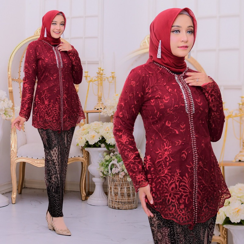 Setelan Kebaya encim by Rayanza Tunik Brukat Busui Baju Kebaya Modern Kebaya Pesta kebaya ibu besan 