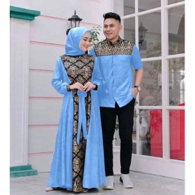 Fie - Couple Irwansyah Batik - Gamis Cp Batik Lengan Pendek - Cp Moscrepe mix Batik-kondangan