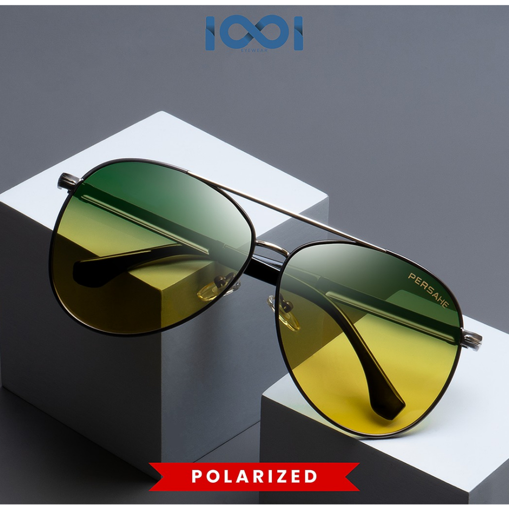 IOOI Eyewear - Kacamata Aviator Sunglasses Rainbow Polarized  Metal Anti UV Protection Pria 8738