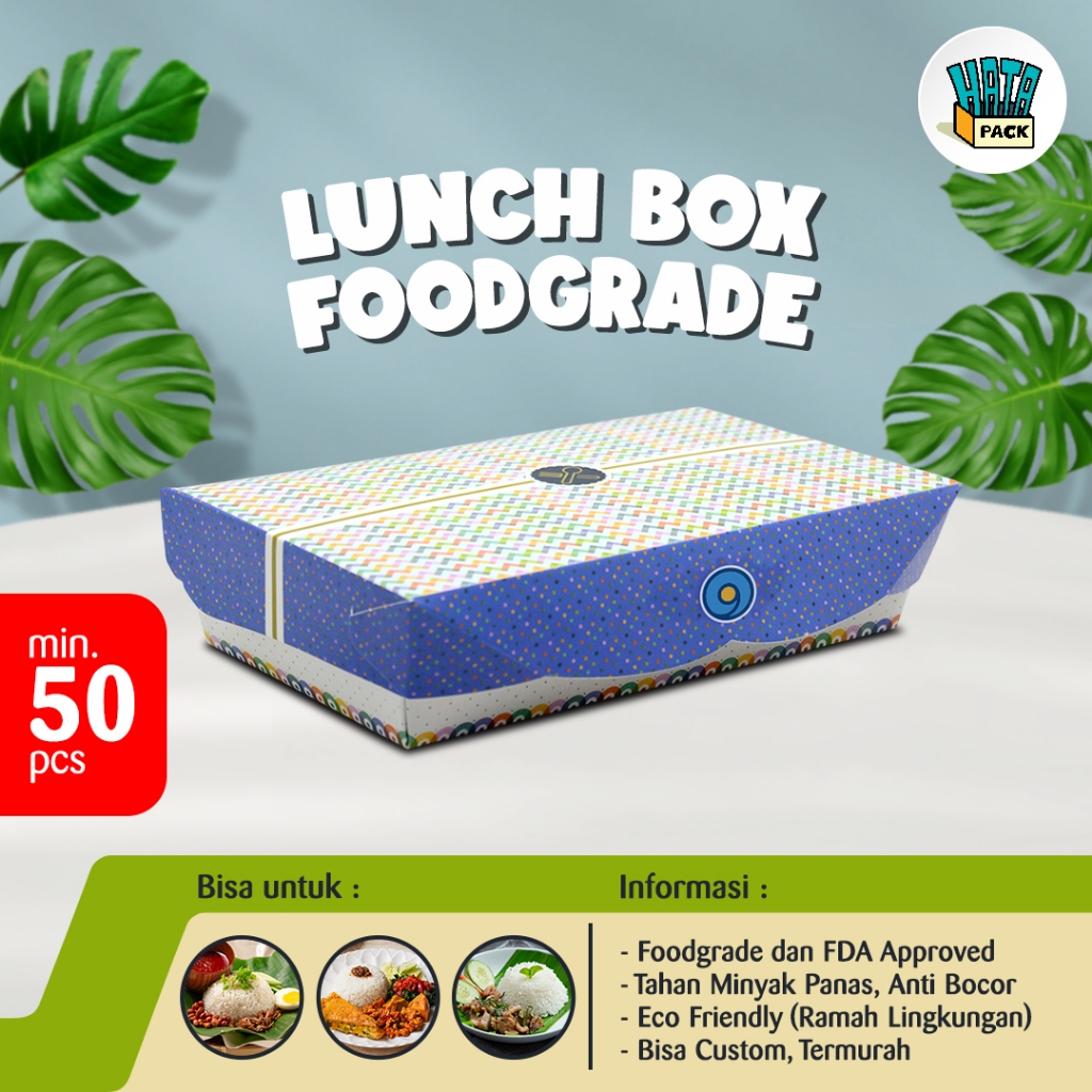 Kotak Makan Kertas / Lunch Box / Tab Plus Ukuran 18 x 10 Cm / Paper Lunch Box