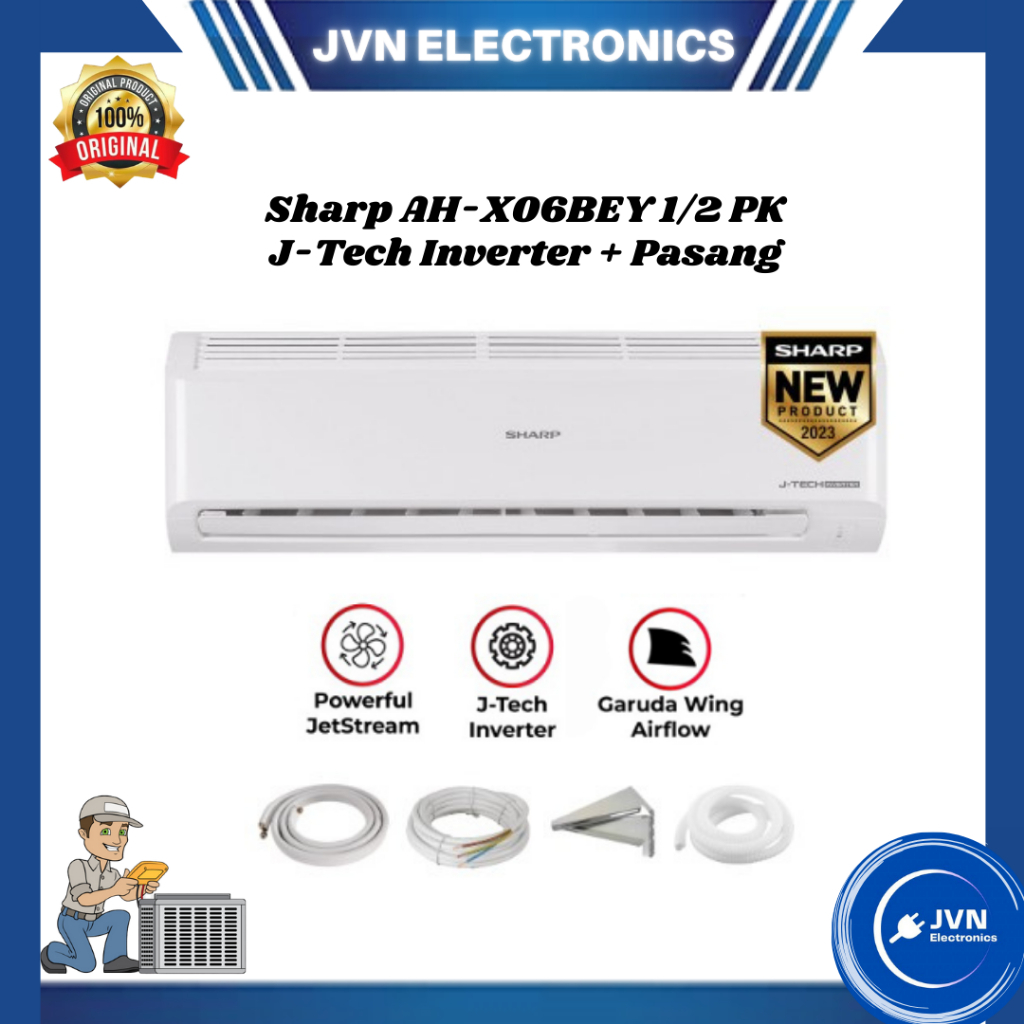 AC Sharp AH-X06BEY 1/2 PK J-Tech Inverter + Pasang