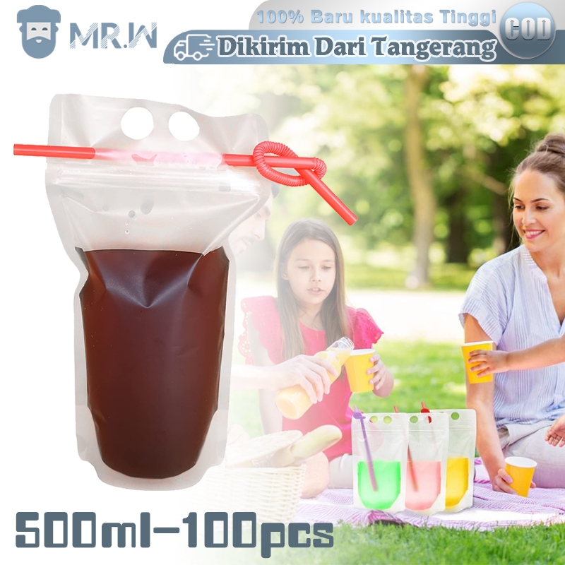 100pcs/Set Standing Pouch Untuk Minuman Multifungsi Pouch Standing Minuman Kemasan Minuman