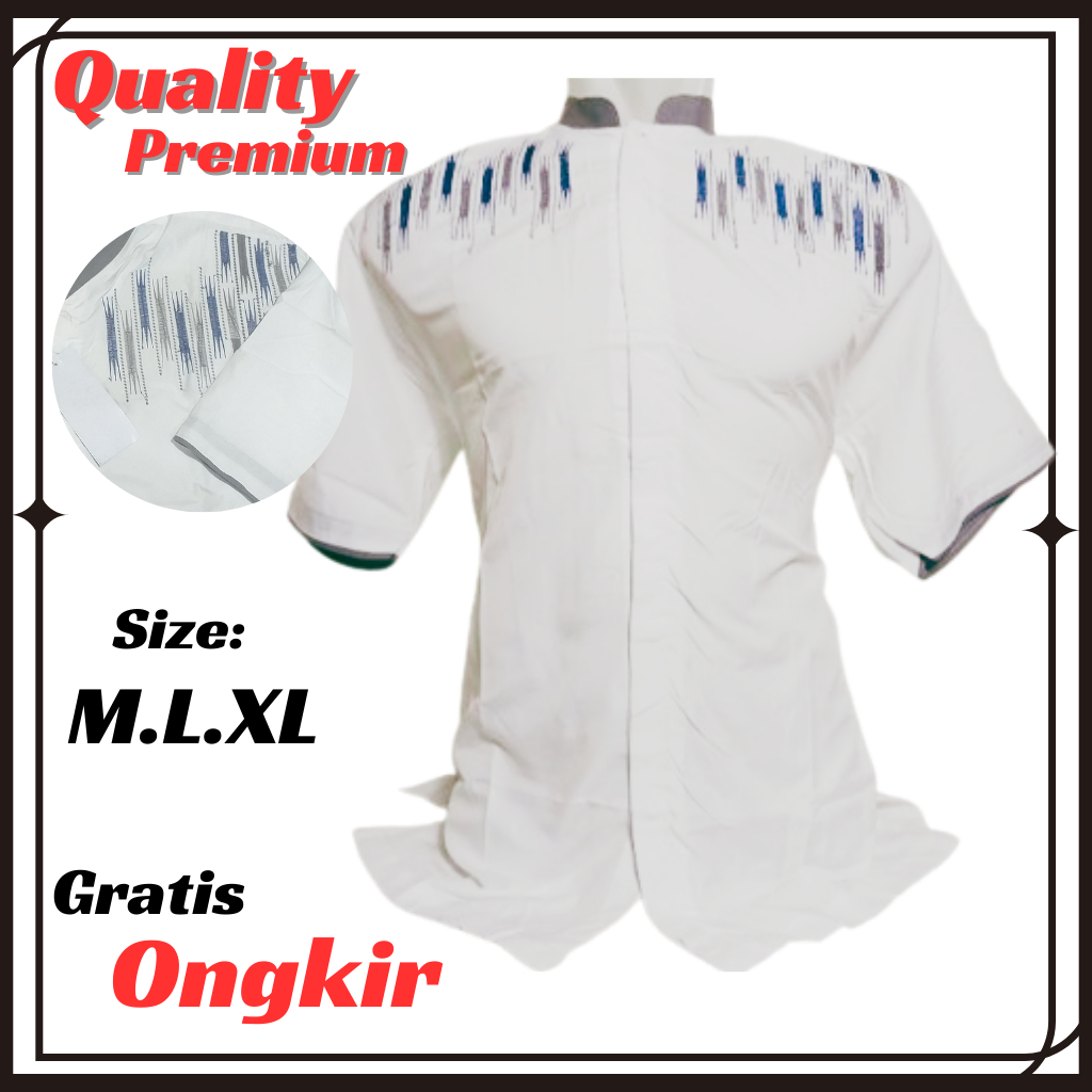 Baju Koko Lengan Pendek Bordir Premium Terbaru
