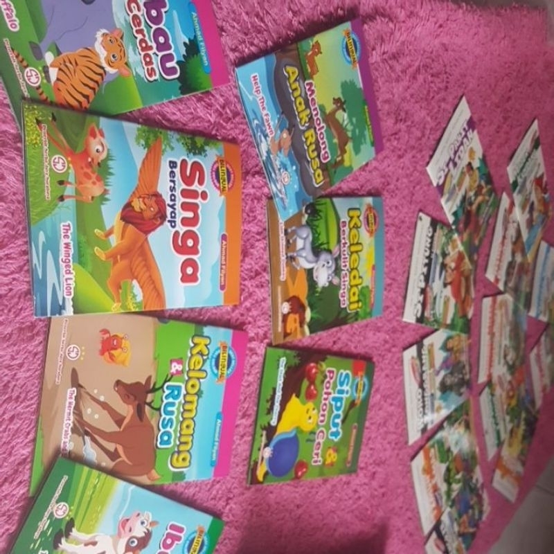 

paket hemat isi 7 buku anak dongeng fabel bilingual cerita hewan