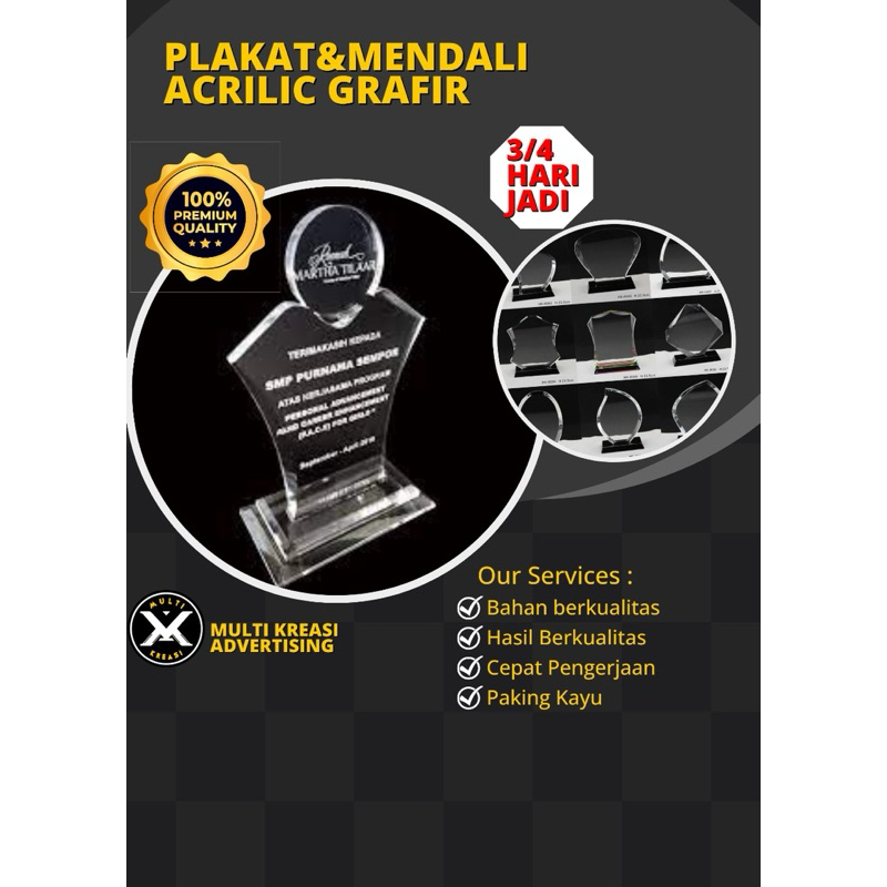 PLAKAT&MENDALI CUSTOM ESPORT PIAGAM PIALA AKRILIK GRAFIR