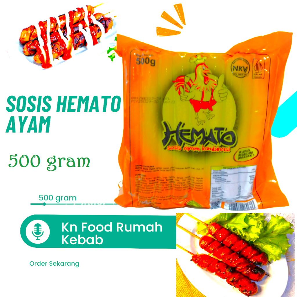

Sosis Ayam Hemato ( 500 gr) Isi 15 pcs / Sosis Ayam Hemato-GOJEK ONLY