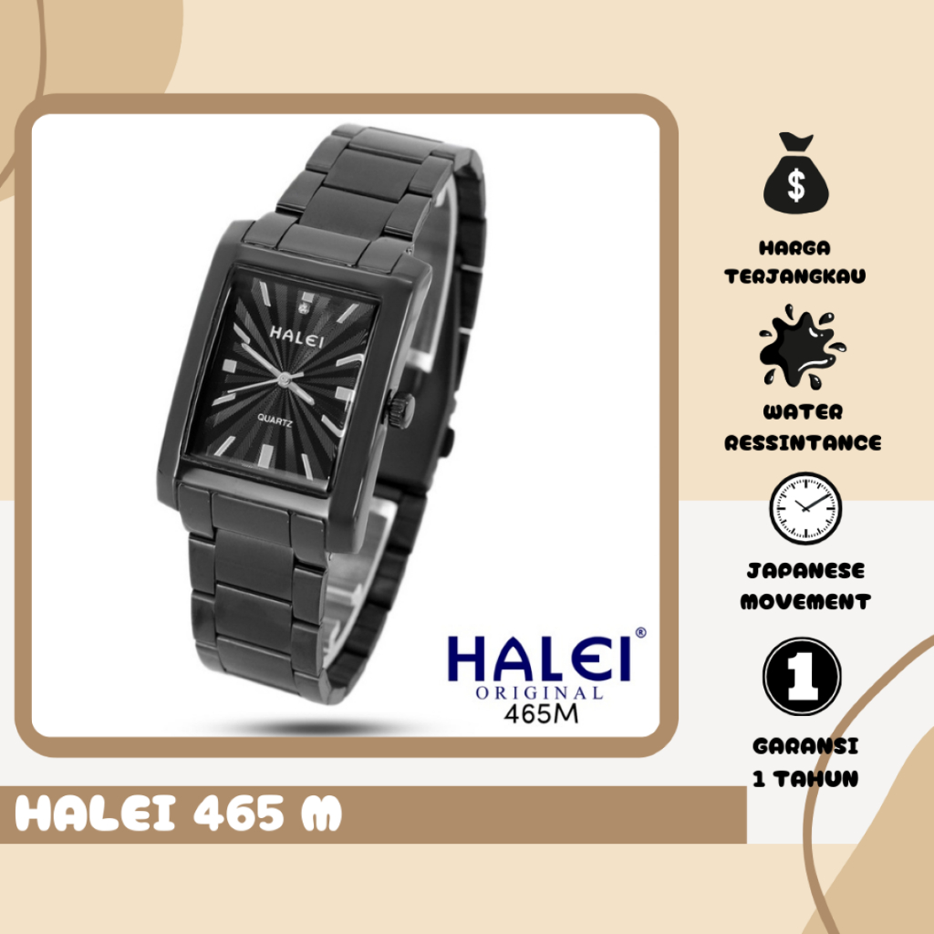 Halei.Watch 465 M Jam Tangan Pria Halei Original Rantai Stainless Steel Analog - Tahan Air dan Garan
