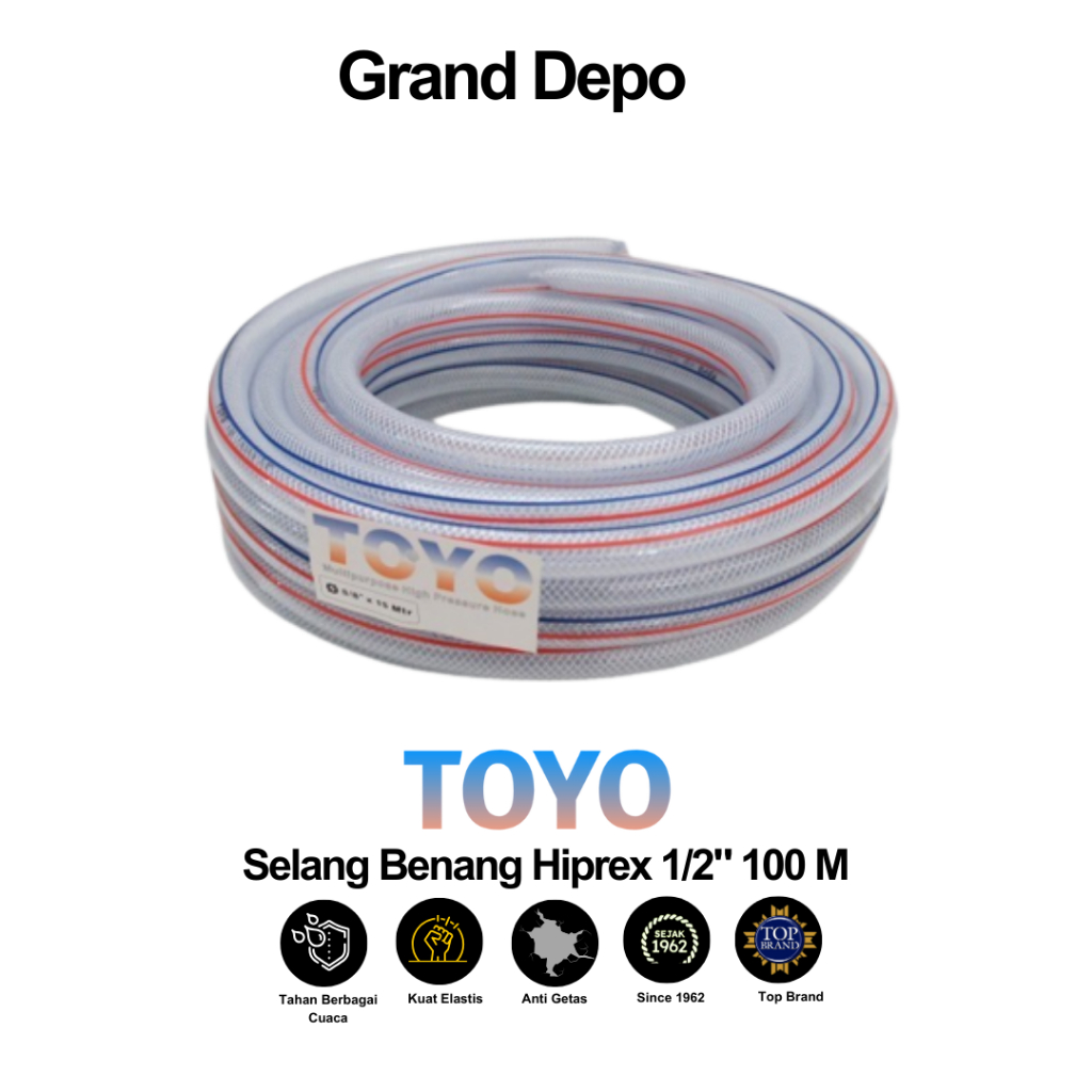 Toyo Selang Air Benang Hiprex 1/2" 100 Meter