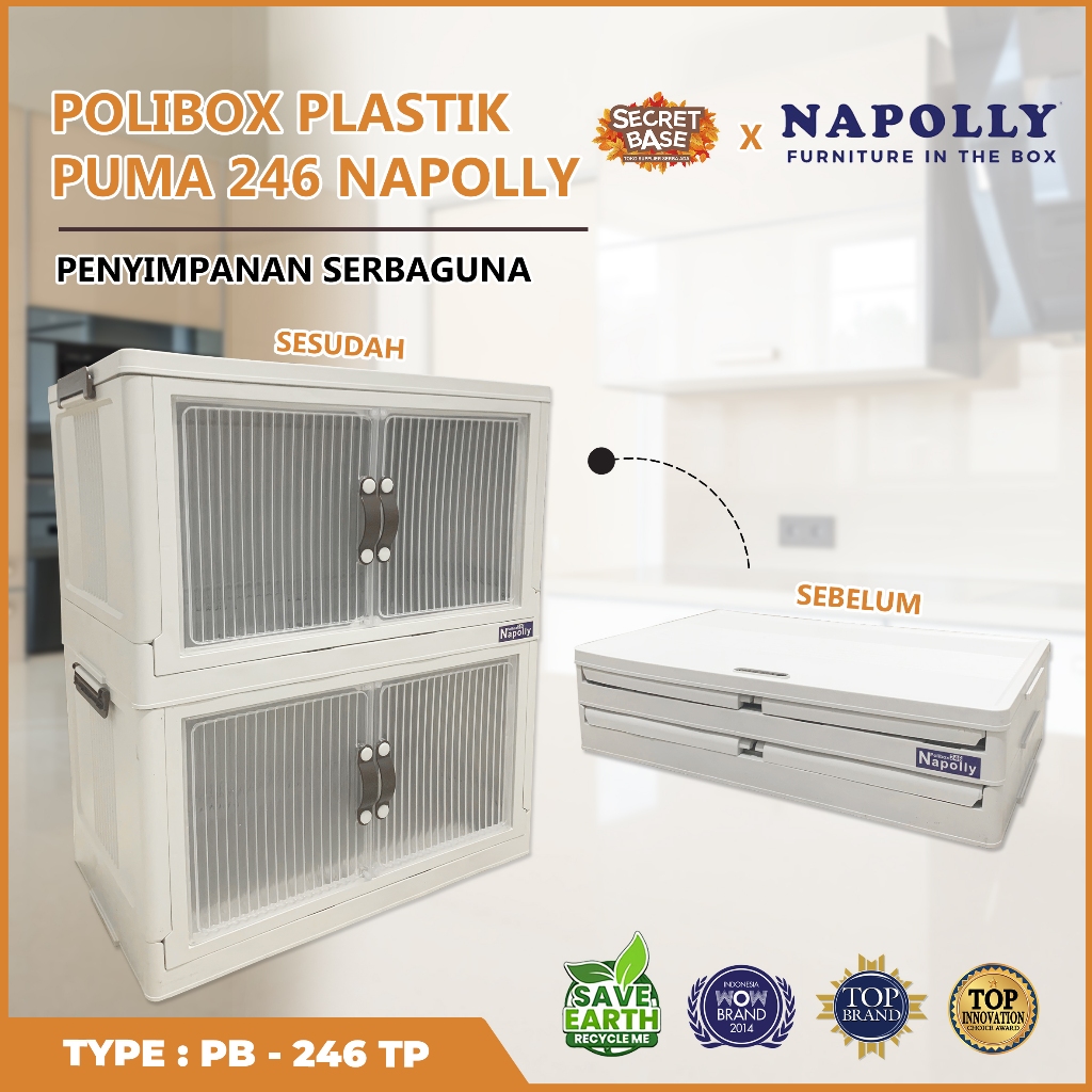 NAPOLLY POLIBOX 246 SUSUN 2 + RODA - Almari Plastik / Bok / Lemari Jumbo