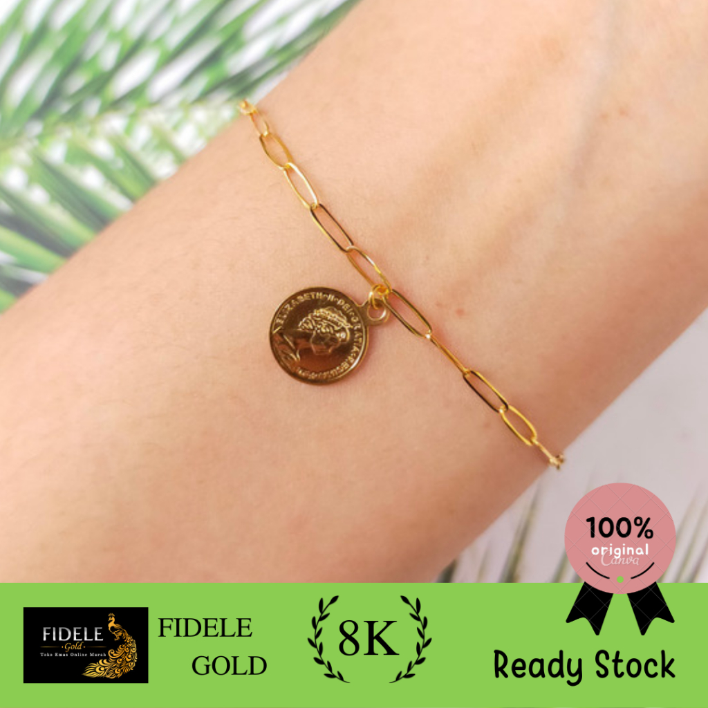 Gelang paperclip koin dollar variasi emas 375