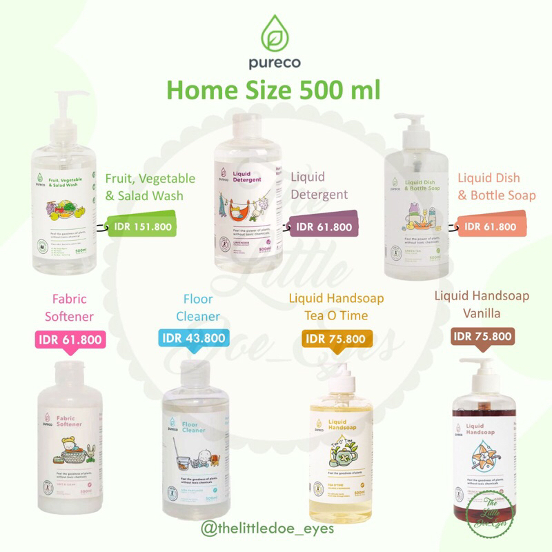 [READY] Pureco 500ml (Fruit, Vegetable, Salad wash / Liquid Dish & bottle soap / liquid detergent)