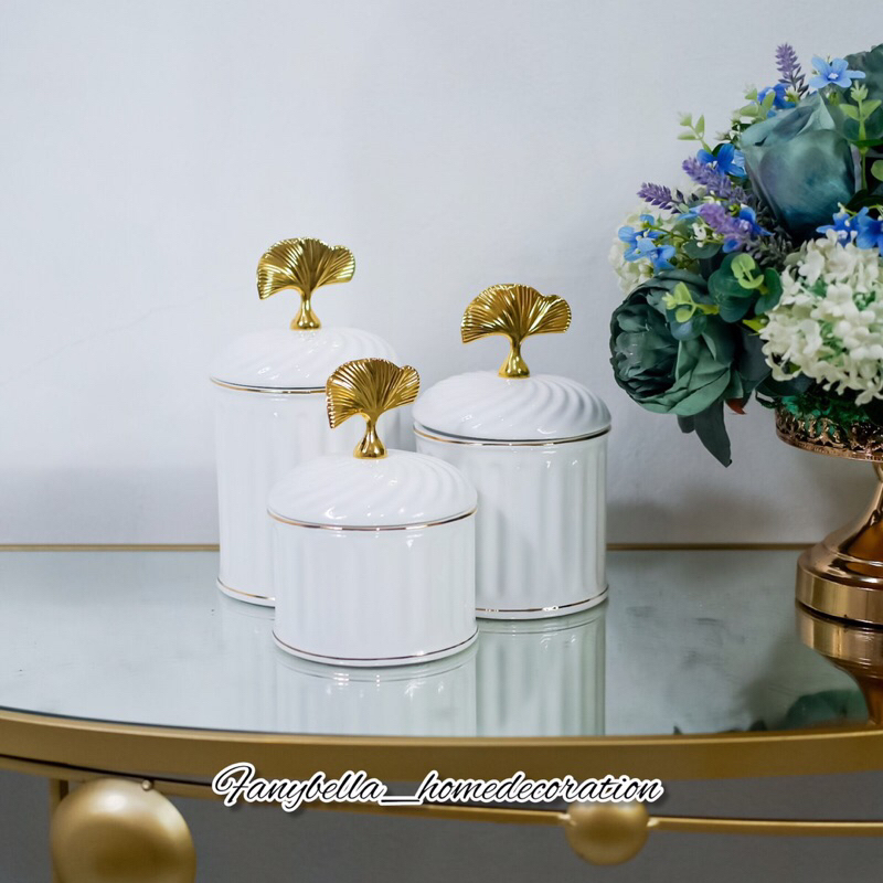 Toples Kedap Udara Mewah Aesthetic Lebaran Putih Emas Gold Import 1 set Dekorasi Hiasan Percantik Ru
