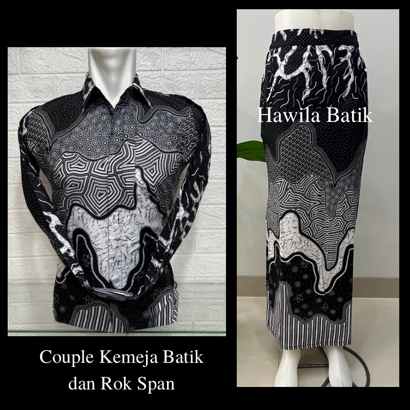 Couple Kemeja Batik Pria dan Rok Span