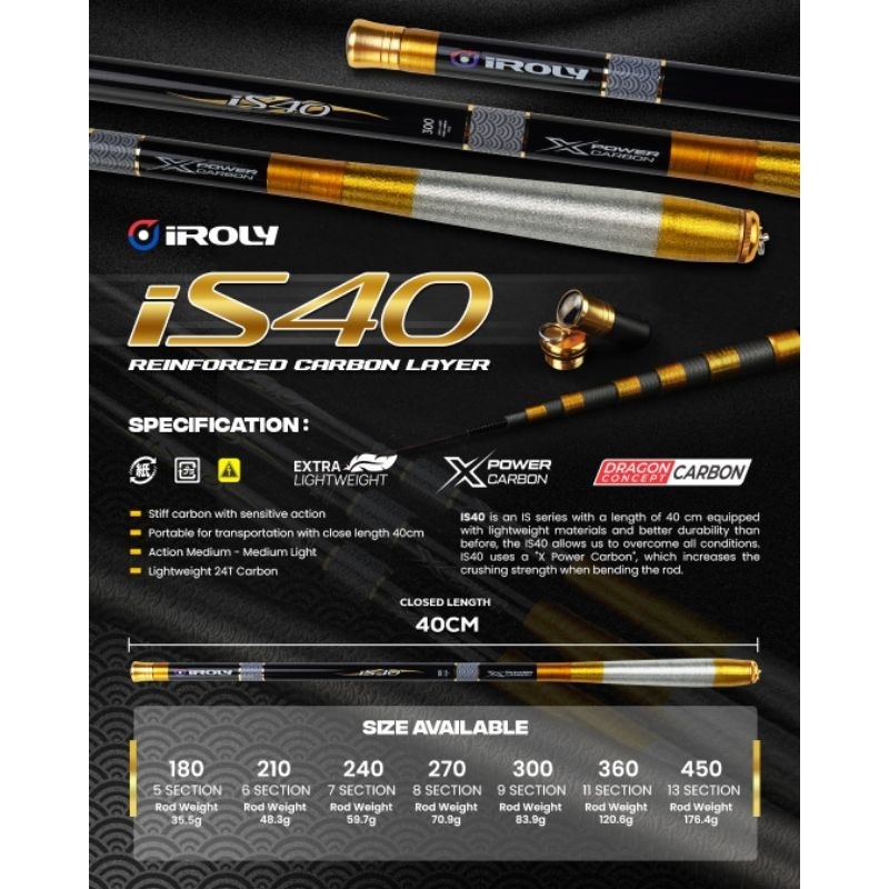 Tegek carbon ros pendek ringan dan kuat  iroly is40