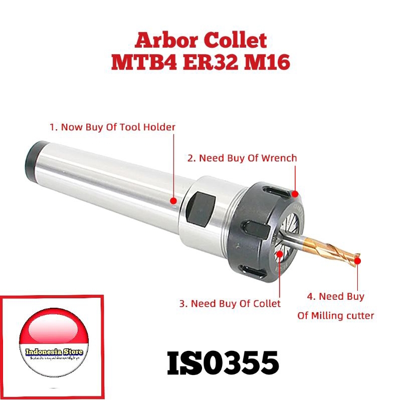 Arbor collet MTB4 ER32 drat atas M16 arbor milling arbor bor frais