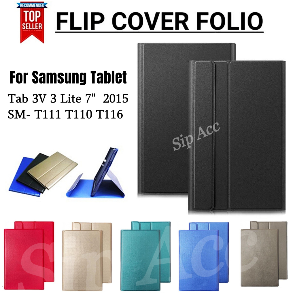 Samsung Tab 3V T110 T116 Tab 3 Lite T111 2015 Flip Case Sarung Tab Casing Stand Book Cover Tablet / Folio Cover