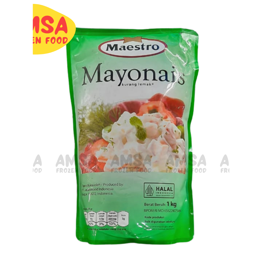 

Maestro Mayonaise Pouch 1 Kg / Mayonais Original / Saus Mayones