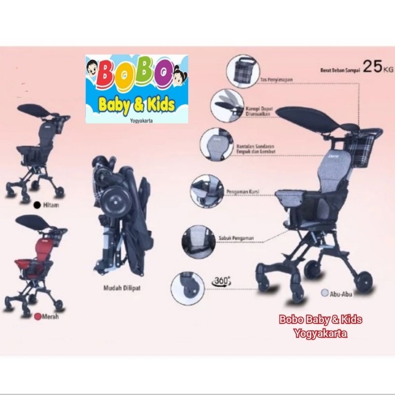 Stroller Travelling Cabin Size Pakai Kanopi Roda 4 Versi Terbaru Stroller Cabin Size Magic Stroller 