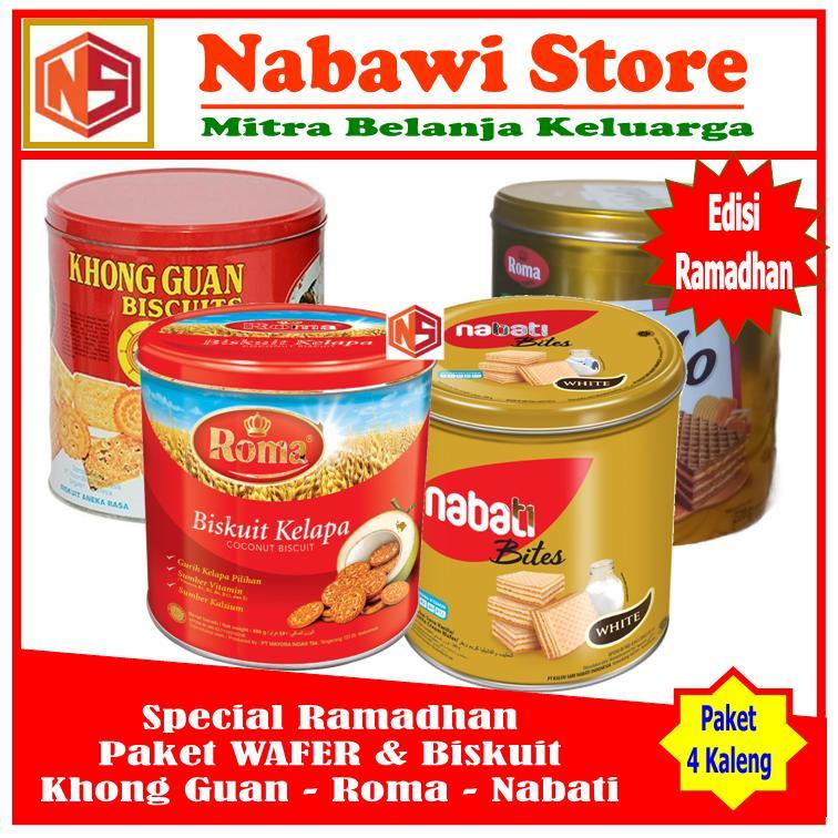 Paket Ramadhan Ceria. Biskuit Khong Guan dan Roma. Wafer Nabati dan Roma. Paket 4 Kaleng