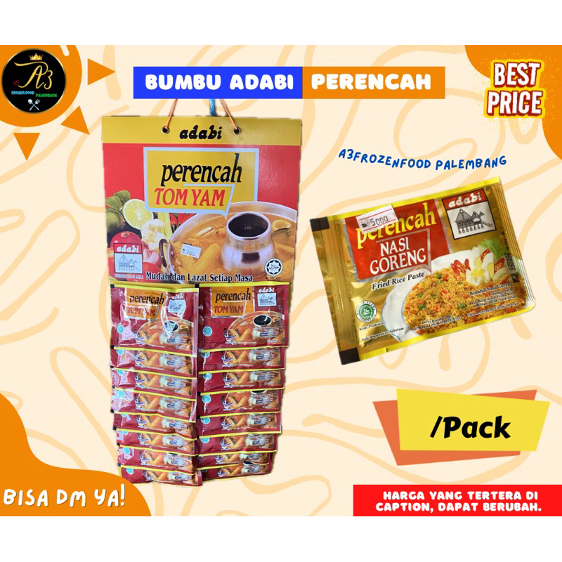 

Perencah Tomyam | Perencah Nasi Goreng | Bumbu Perencah Adabi | A3 Frozenfood Palembang