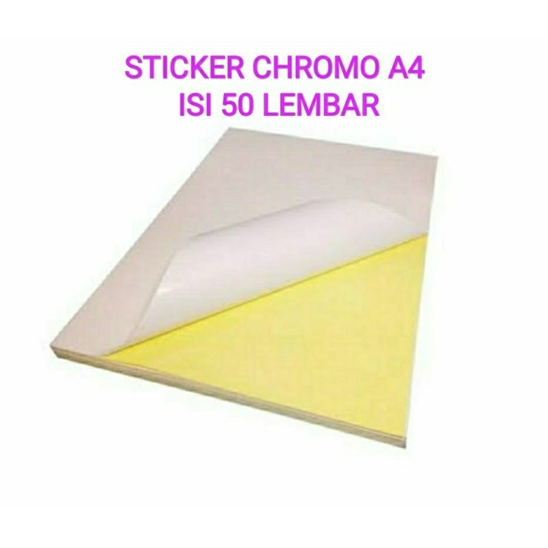 

Kertas Stiker Chromo Glossy A4 isi 50 Lembar / Stiker Mengkilap A4