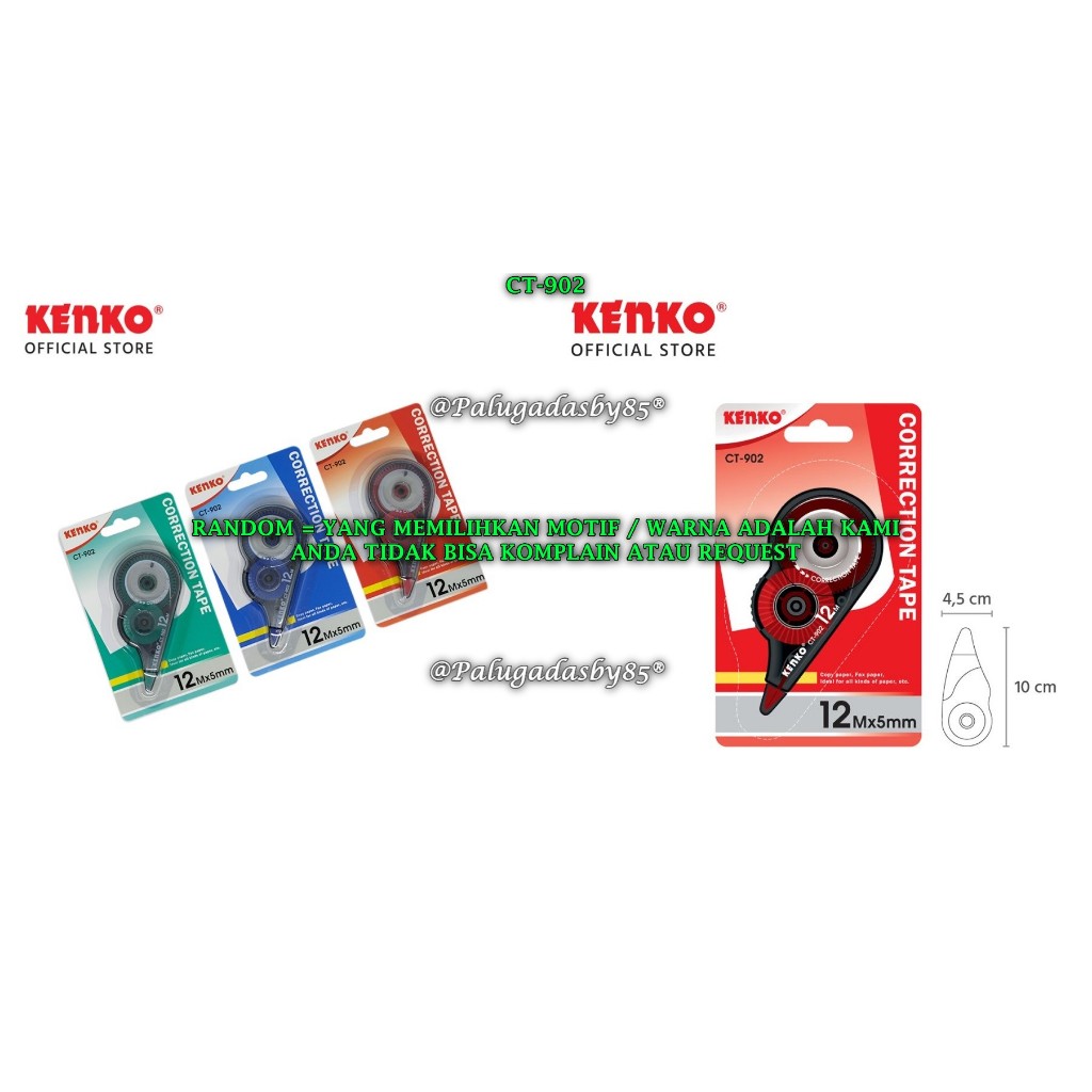 

(1 Biji) GROSIR Correction Tape Kenko CT-902 (12 M x 5 Mm) / Stipo Kenko / Tipe X Pita Kenko / Koreksi Pena Kenko CT902 / Pita Koreksi Kenko CT 902