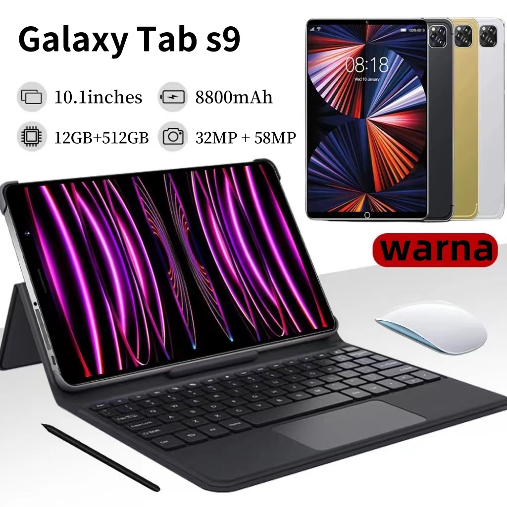 【original baru】Galaxy Tab S9 Ultra Tablet PC 12GB + 512GB ROM Asli Tablet  Android Layar 10.1 inci Full Screen Wifi 5G dual sim tablet anak-anak siaga ganda Game kantor tablet murah