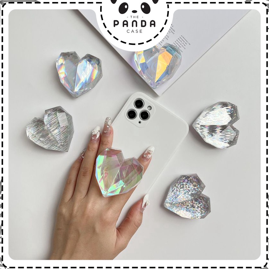 fka TPC BISA COD Pop Socket Premium Bentuk Hati Phone Holder HP Korean Style Hologram Crystal Love H