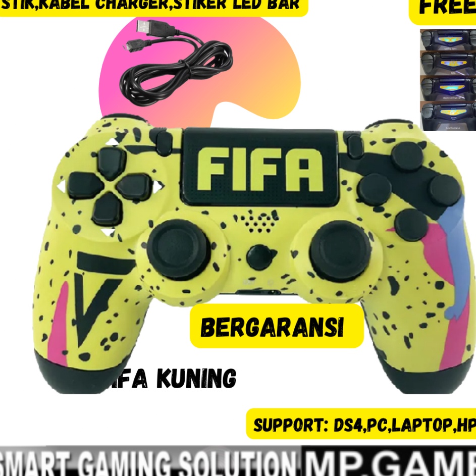 eic Stik Stick Gamepad P4 PS PC Laptop Wireless Hitam OP  Kabel Charger