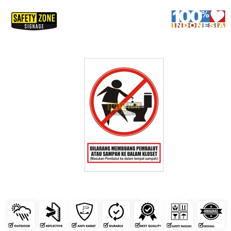 

sign sticker dilarang membuang sampah/pembalut kedalam kloset