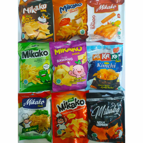 

MIKAKO SNACK ANEKA RASA SAMBAL BALADO, AYAM BAWANG, BAWANG, KIMCHI, AYAM GEPREK, RUMPUT LAUT, MIE GORENG 1PAcK ISI 10 BUNGKUS