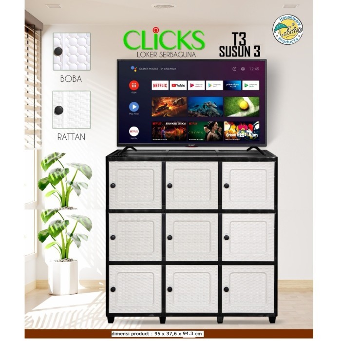 Lemari Laci 3 Susun 3 Tower TABITHA Lemari Laci Plastik Baju Lemari TV Serbaguna