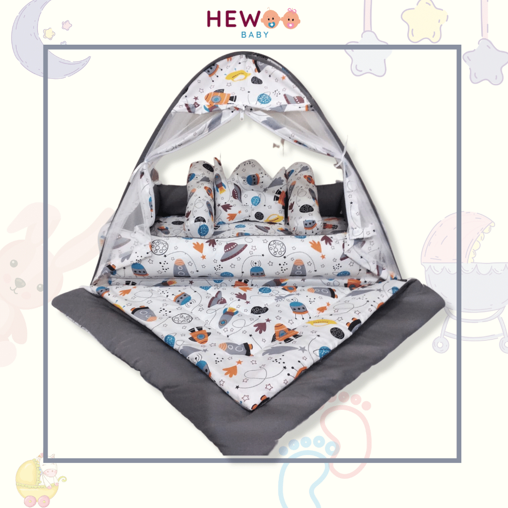 KASUR BAYI SET KELAMBU BEDCOVER MOTIF ASTRONOT