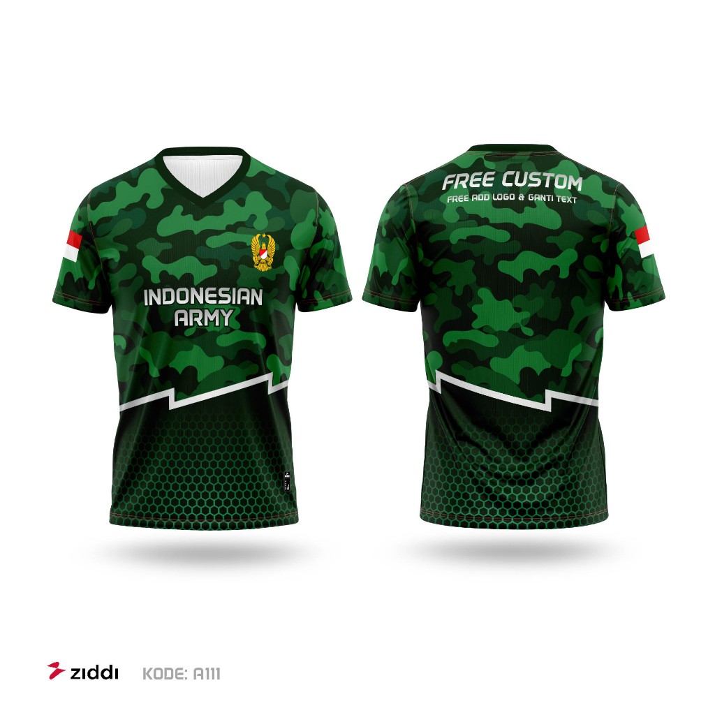 KAOS JERSEY TNI POLISI CUSTOM KAMUFLASE LORENG FULLPRINT DRYFIT A111