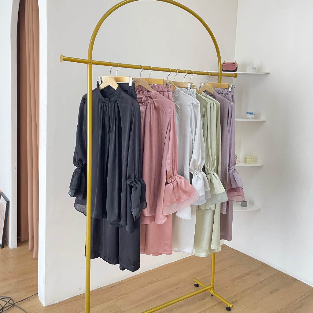 Oneset Wanita Celana Kulot Setelan Wanita Organza Busui Set Formal Milia