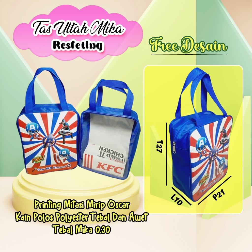 

Souvenir Ulang Tahun Shoes Bag Tas Mika Resleting Custom Kapten Amerika