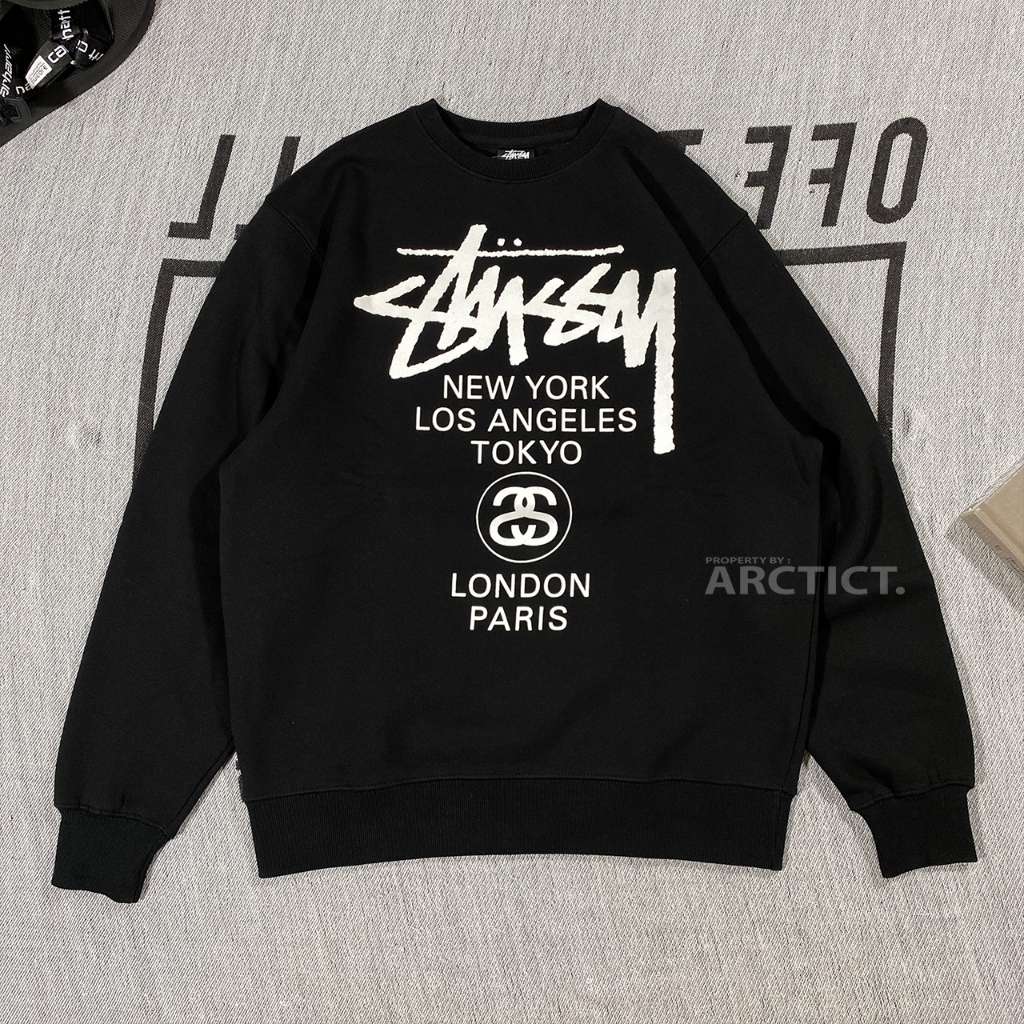 STUSSY WORLD TOUR CREWNECK - BLACK | ORIGINAL