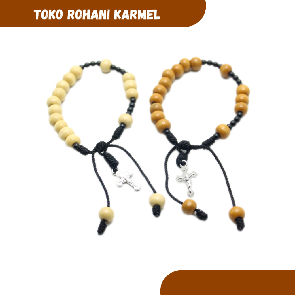 GELANG ROSARIO KAYU/ GELANG SALIB / GELANG ROHANI / KONTAS / GELANG PRIA / GELANG WANITA