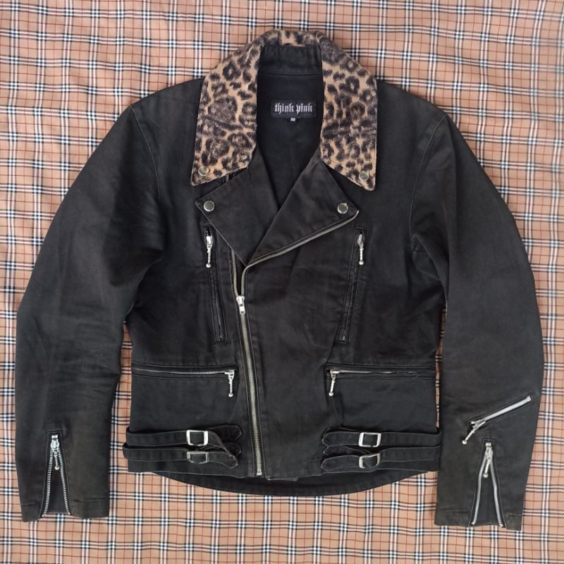 think pink ramones jacket double rider leopard collar punk y2k fashion culture not madpunks hellcat 